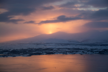 Image showing Sunset over Tromso, Norway