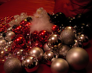 Image showing christmas tree baubles and fairy