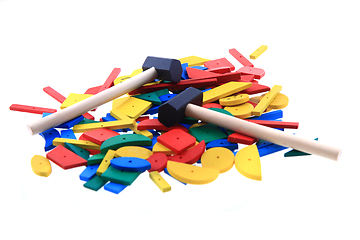 Image showing color wooden toy shapes