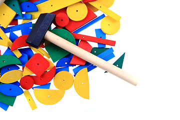 Image showing color wooden toy shapes