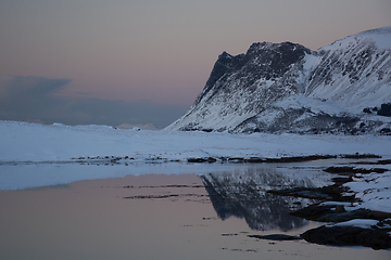 Image showing Evening at a Lake at Knutstad, Norway