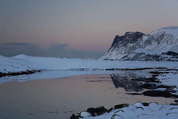 Image showing Evening at a Lake at Knutstad, Norway