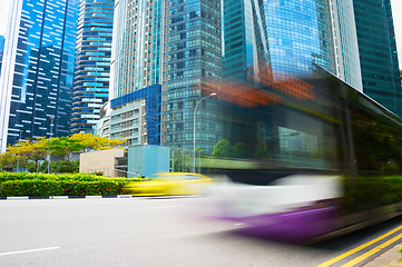 Image showing Bus motion blur Singapore Downtown
