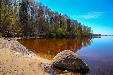 Image showing River landscape with big stones in Latvia.