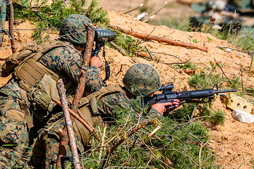 Image showing Soldiers in military training Saber Strike in Latvia.