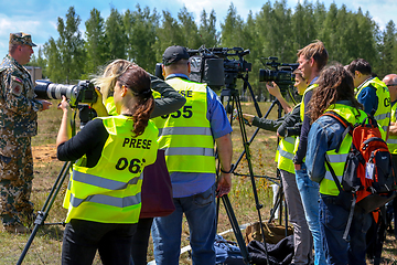 Image showing Journalists in military training Saber Strike in Latvia.