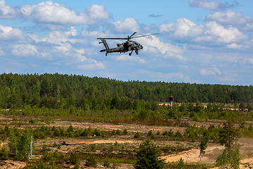 Image showing Fighting helicopter in military training Saber Strike in Latvia.