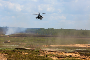 Image showing Fighting helicopter in military training Saber Strike in Latvia.