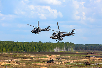 Image showing Fighting helicopters in military training Saber Strike in Latvia