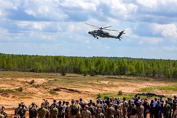 Image showing Fighting helicopter in military training Saber Strike in Latvia.