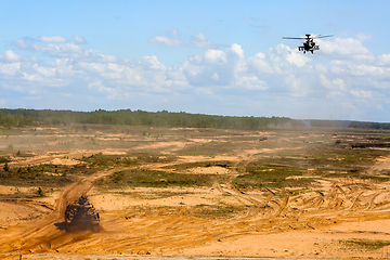 Image showing Fighting helicopter in military training Saber Strike in Latvia.