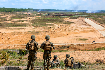 Image showing Soldiers in military training Saber Strike in Latvia.