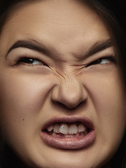 Image showing Close up portrait of young emotional woman