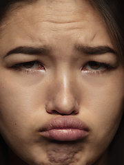 Image showing Close up portrait of young emotional woman