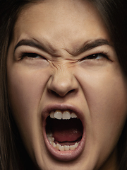 Image showing Close up portrait of young emotional woman