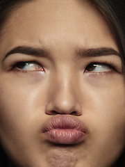 Image showing Close up portrait of young emotional woman