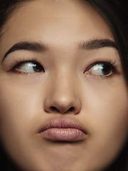 Image showing Close up portrait of young emotional woman