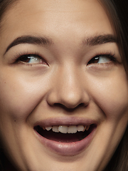 Image showing Close up portrait of young emotional woman