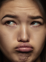 Image showing Close up portrait of young emotional woman