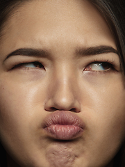 Image showing Close up portrait of young emotional woman