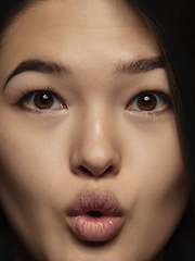 Image showing Close up portrait of young emotional woman