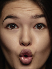 Image showing Close up portrait of young emotional woman