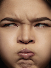 Image showing Close up portrait of young emotional woman