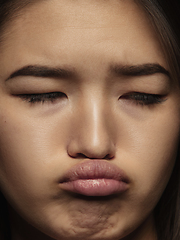 Image showing Close up portrait of young emotional woman