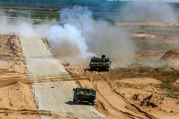 Image showing Armored vehicles in training Saber Strike in Latvia.