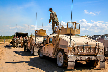 Image showing Armored vehicles in training Saber Strike in Latvia.