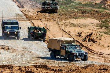 Image showing Military vehicles in training Saber Strike in Latvia.