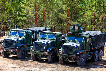 Image showing Military vehicles in training Saber Strike in Latvia.