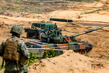 Image showing Saber Strike military training in the landfill in Latvia.