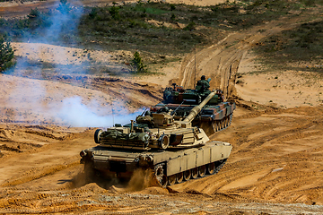 Image showing Tanks in military training Saber Strike in Latvia.