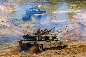 Image showing Tanks in military training Saber Strike in Latvia.