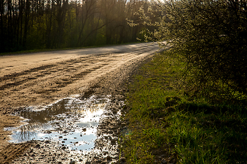 Image showing Puddles on the country road in Latvia.