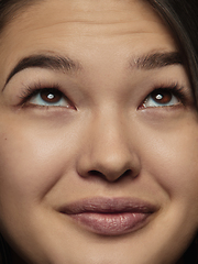 Image showing Close up portrait of young emotional woman