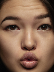 Image showing Close up portrait of young emotional woman