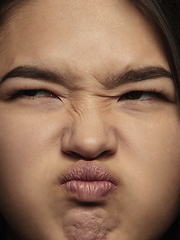 Image showing Close up portrait of young emotional woman