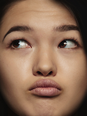 Image showing Close up portrait of young emotional woman