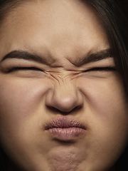 Image showing Close up portrait of young emotional woman