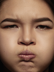 Image showing Close up portrait of young emotional woman