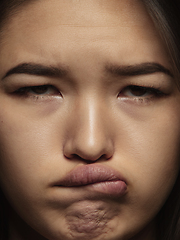 Image showing Close up portrait of young emotional woman