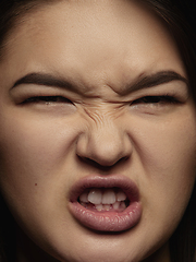 Image showing Close up portrait of young emotional woman