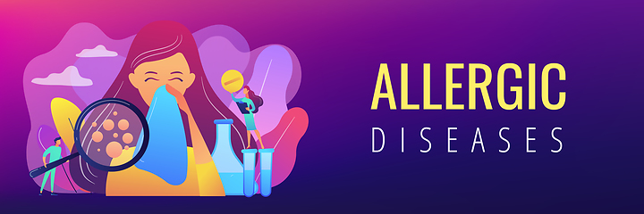 Image showing Allergic diseases concept banner header.