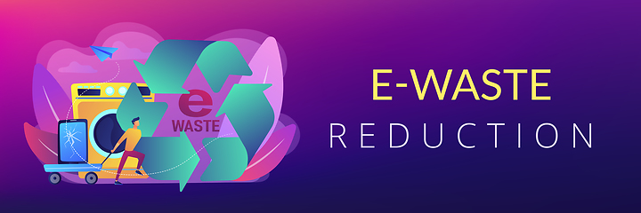 Image showing E-waste reduction concept banner header.