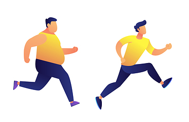 Image showing Fat and slim men running vector illustration.