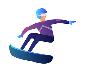 Image showing Riding snowboarder vector illustration.