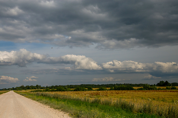 Image showing Landscape with empty rural road.