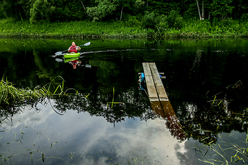 Image showing People boating on river